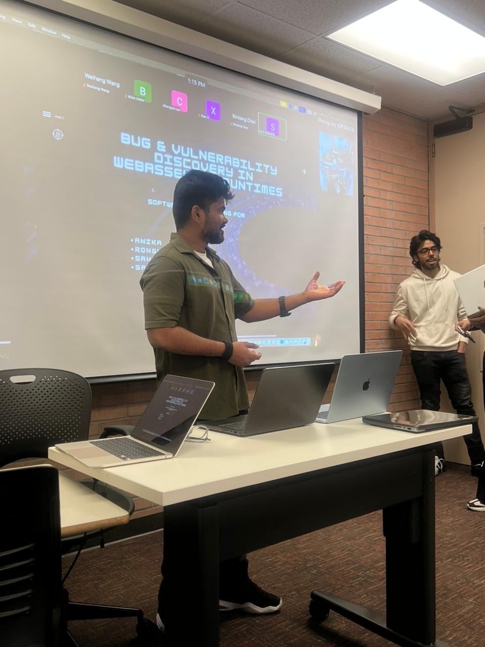Sajid presenting the WebAssembly vulnerability testing project